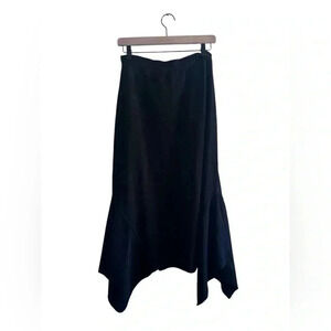 RONI RABL Black Knit Asymmetric Wide Dropped Sides Flared Hem Skirt Womens Small